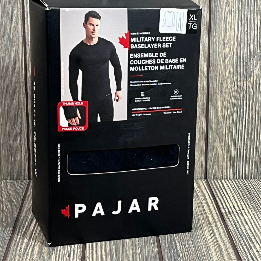 Pajar Military Fleece Baselayer‎ Set Shirt Pants Black Men XL Microfleece Warm